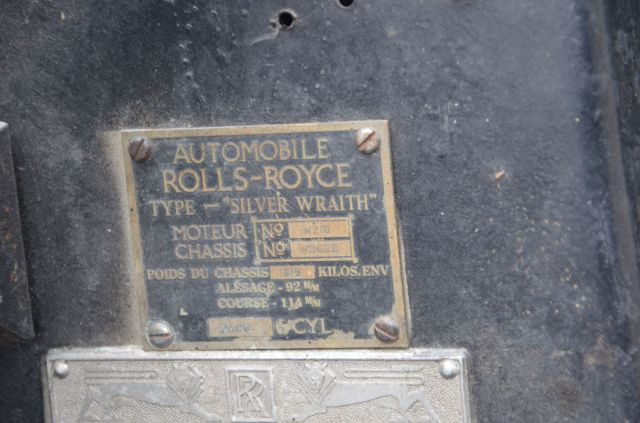 1952 Rolls Royce Silver Wraith par Hooper Carte grise française collectionChâssis n° WSG 22Moteur n° W21G- Belle présentation- Modèle d