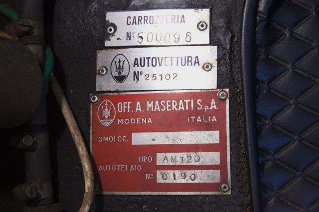 1975 Maserati Khamsin Certificat provisoire de circulationA immatriculer en collectionChâssis n° AM120190- Remisée depuis 1981- Très or