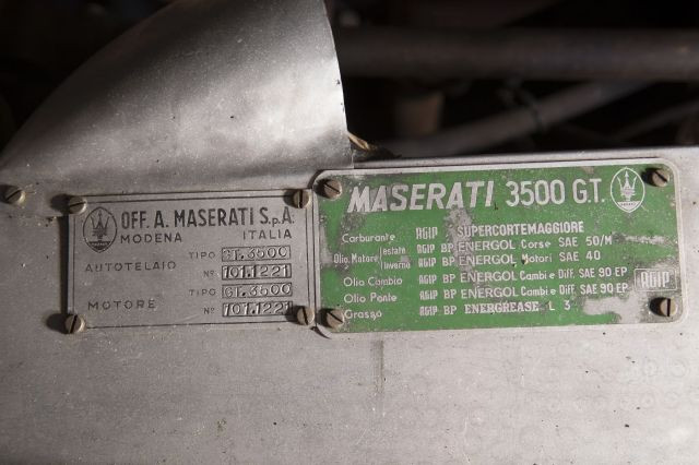 1961 Maserati 3500 GT Spider Vignale avec Hard Top Carte grise françaiseChâssis n°101.1221Moteur n° 101.1221- Vendue neuve à Paris- Mat