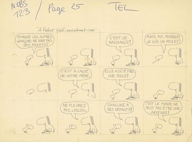 COPI Raúl Damonte BOTANA dit1939 – 1987LA FEMME ASSISEEncre de Chine pour un gag en 3 strips publié en 1967 dans le n°123 du Nouvel ...