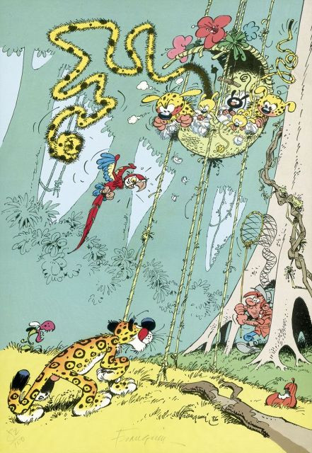 FRANQUINMARSUPILAMI ET TIGREOffset couleur publié à l’occasion du Festival de Bande Dessinée de Charleroi. Épreuve numérotée à 100 e...