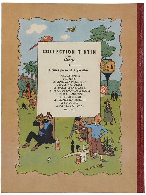 HERGÉTINTIN N°03TINTIN EN AMÉRIQUECasterman, 1945. Édition originale couleur, dos pelior rouge, 4ème plat B1. Titre en rouge à la pa...