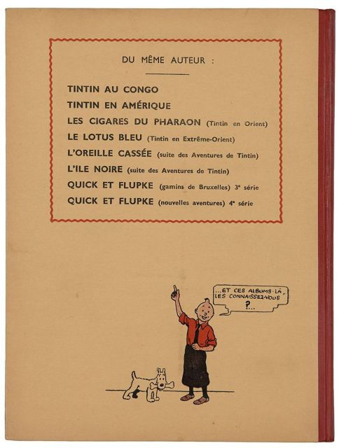 HERGÉTINTIN N°08LE SCEPTRE D’OTTOKARCasterman, 1939. Édition originale noir et blanc, dos toilé rouge, 4ème plat A7. Pages de garde ...