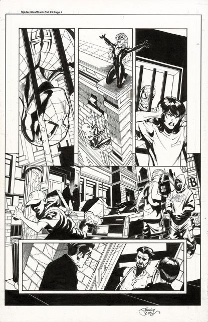 Terry DODSONSPIDER-MAN & THE BLACK CAT:THE EVIL THAT MEN CAN DO N°3Encre de Chine pour cette planche publiée chez Marvel en 2002 pag...