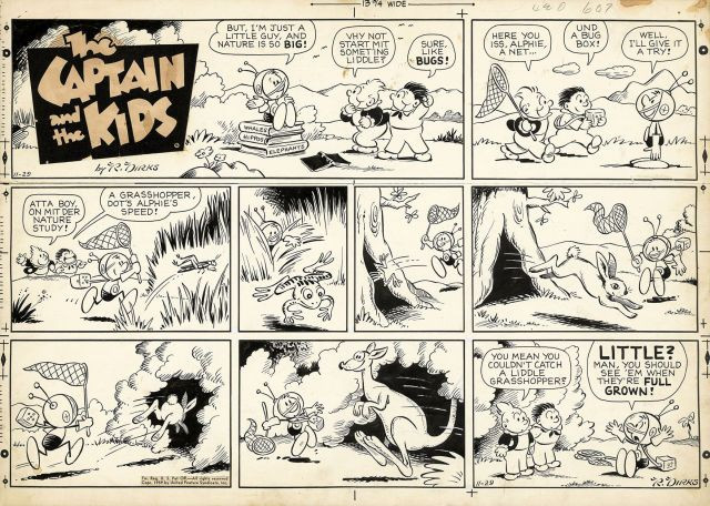 COLLECTIFENSEMBLE DE 13 PLANCHES DE COMICS AMERICAINS- Rudolph DIRKS (1877 – 1968)THE CAPTAIN AND THE KIDSEncre de Chine pour cette ...