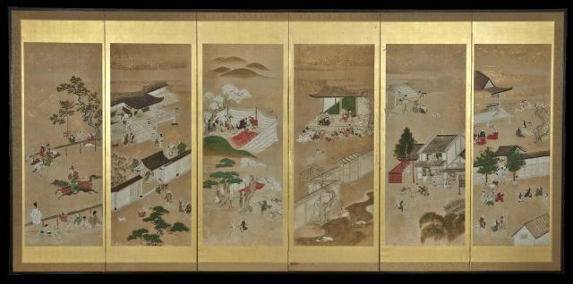 PAIRE DE PARAVENTS À SIX FEUILLES SUR PAPIER, JAPON, ÉPOQUE MEIJI, XIXe SIÈCLE