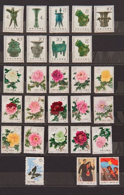 Chine - Timbres-poste neufs, sans charnières, émis entre 1964 et 1966, avec diverses valeurs Cote Y. et T. supérieure à 3700 €