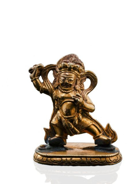 STATUETTE DE VAJRAPANI EN BRONZE DORÉ, SINO-TIBÉTAIN, XVIIIe - XIXe SIÈCLE