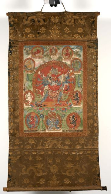 THANGKA DE CHAKRASAMVARA ET DE VAJRAVARAHI, DÉTREMPÉ SUR TISSU, TIBET, XVIIIe SIÈCLE