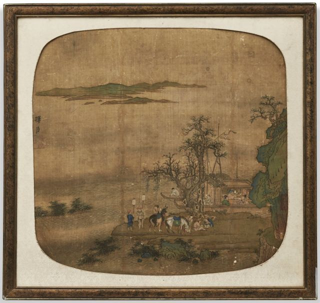 PEINTURE ENCADRÉE, ENCRE ET COULEUR SUR SOIE, CHINE, DYNASTIE QING, XIXe SIÈCLE