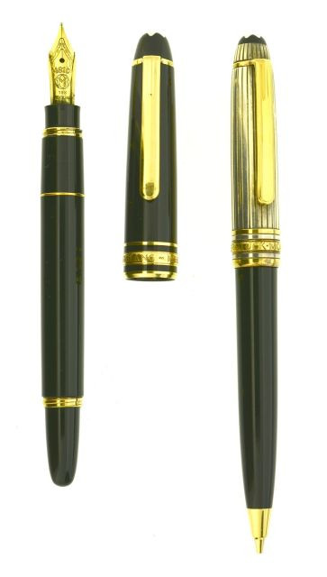 MONTBLANC	Mozart, stylo plume résine noire et attributs plaqués or, plume or 18 carats fine, remplissage cartouche uniquement, le ca...