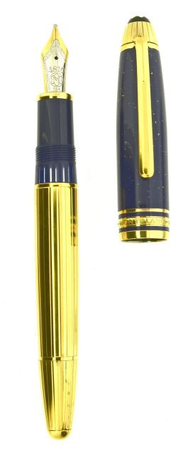 MONTBLANC	 Ramsès II, stylo plume série spéciale réalisée sur une base de Meisterstück Legrand 146. Capuchon en lapis et corps en ve...