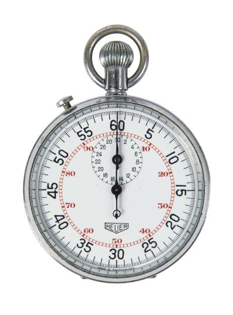 HEUER, VERS 1950  Compteur en métal chromé