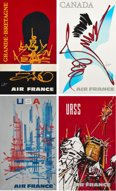 Georges MATHIEU (1921-2012)  Air France - Grande-Bretagne-Canada-USA-URSS