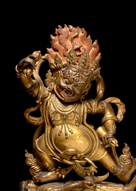 STATUETTE DE VAJRAPANI EN BRONZE DORÉ, TIBET, XVIIIe SIÈCLE