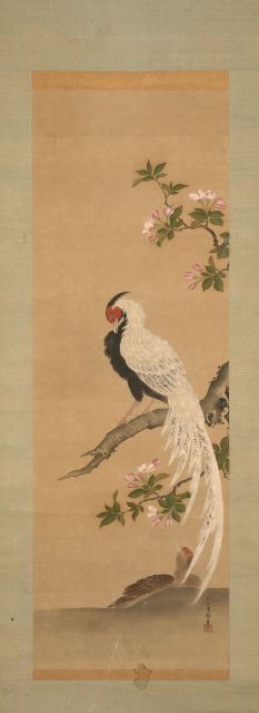 PEINTURE EN ROULEAU À L'ENCRE ET COULEUR SUR SOIE, JAPON, FIN DU XIXe-DÉBUT DU XXe SIÈCLE