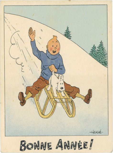 HERGÉ (Georges Remi dit) 1907-1983 Carte neige