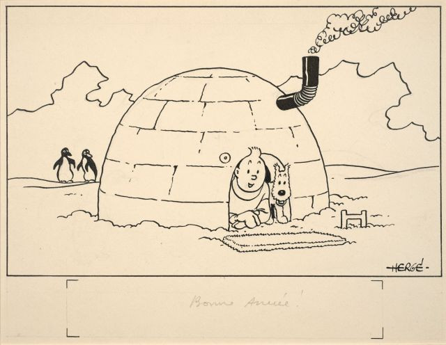 HERGÉ (Georges Remi dit) 1907-1983 Carte neige