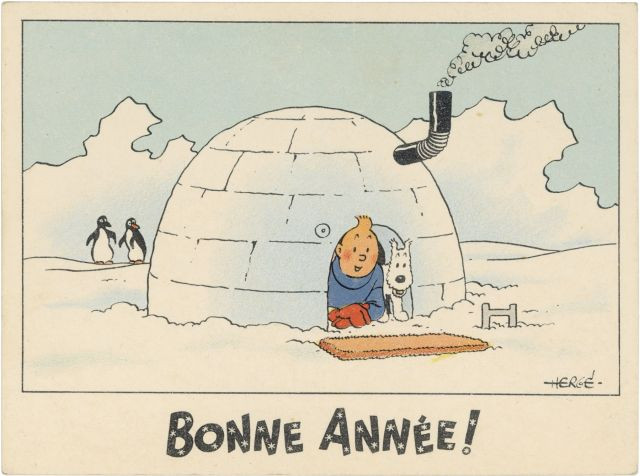 HERGÉ (Georges Remi dit) 1907-1983 Carte neige