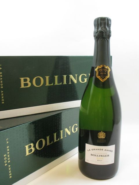 2 bouteilles CHAMPAGNE BOLLINGER 2004 Grande année (dégorgé en mars 2013) Coffret d'origine (Cave 2)