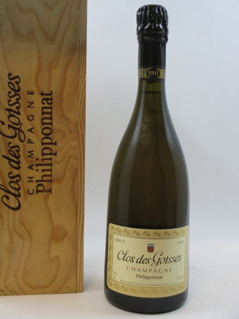 1 bouteille CHAMPAGNE PHILIPPONNAT 1991 Clos des Goisses (Dégorgé en mars 2002) Caisse bois d'origine (cave 16)