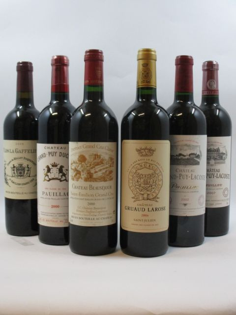 6 bouteilles 1 bt : CHÂTEAU BEAUSEJOUR DUFFAU LAGARROSSE 2000 1er GCC (B) Saint Emilion