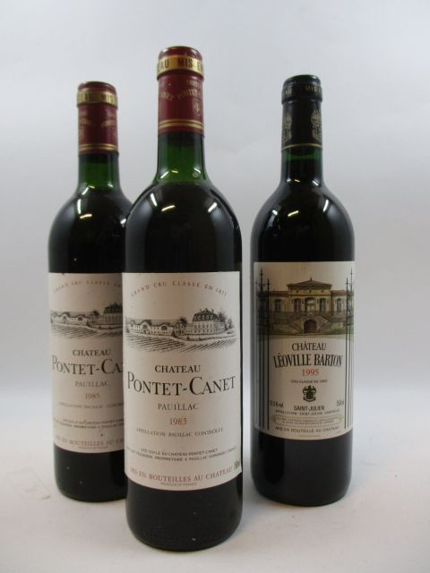 3 bouteilles 1 bt : CHÂTEAU LEOVILLE BARTON 1995 2è GC Saint Julien