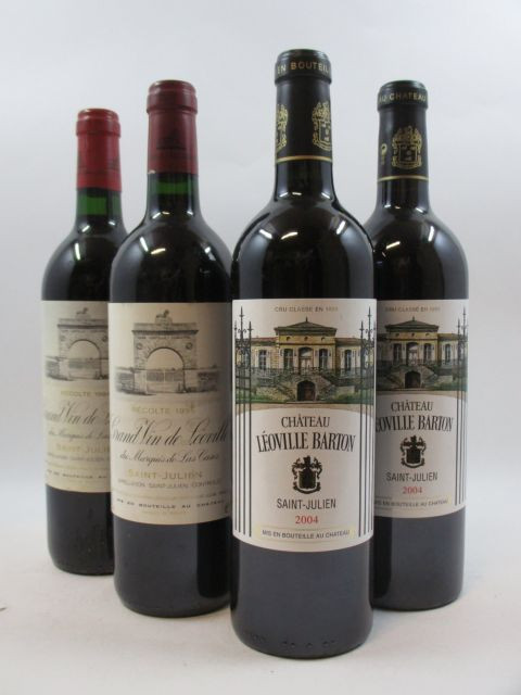 4 bouteilles 1 bt : CHÂTEAU LEOVILLE LAS CASES 1994 2è GC Saint Julien (étiquette fanée)