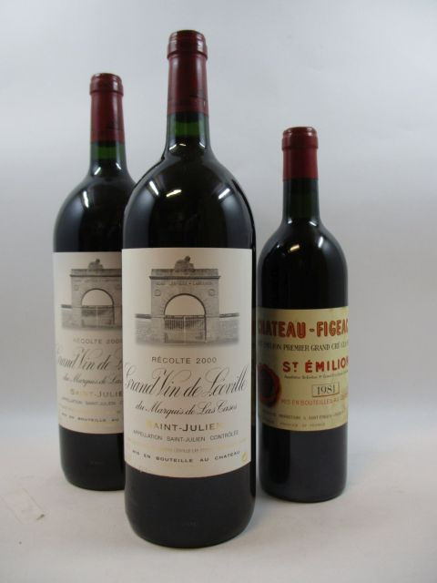 3 flacons 2 mags : CHÂTEAU LEOVILLE LAS CASES 2000 2è GC Saint Julien
