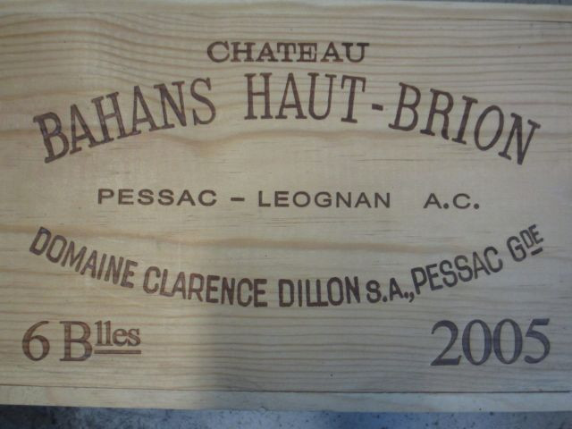 6 bouteilles CHÂTEAU BAHANS HAUT BRION 2005 Pessac Léognan Caisse bois d'origine (Cave 12)