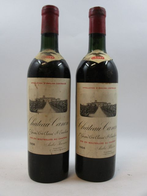 2 bouteilles CHÂTEAU CANON 1958 1er GCC (B) Saint Emilion (mi épaule