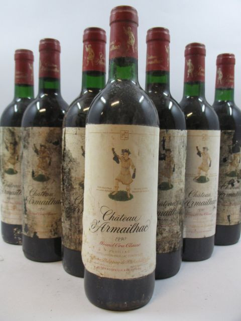 7 bouteilles CHÂTEAU D'ARMAILHAC 1990 5è GC Pauillac (base goulot