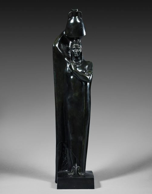 Mahmoud MOKHTAR 1891 - 1934 Au bord du Nil Bronze à patine verte