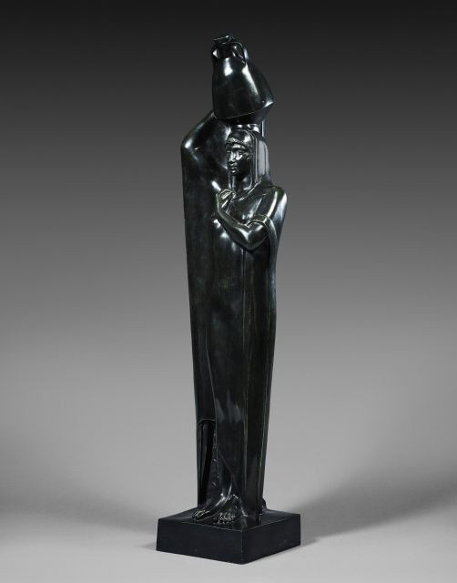 Mahmoud MOKHTAR 1891 - 1934 Au bord du Nil Bronze à patine verte