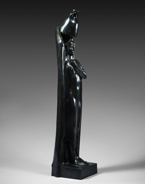 Mahmoud MOKHTAR 1891 - 1934 Au bord du Nil Bronze à patine verte