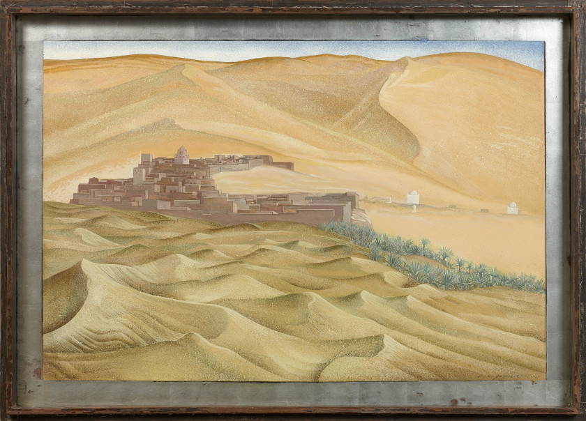 François-Louis SCHMIED 1873 - 1941 Taghit, Sud Oranais - 1933 Peinture à la détrempe sur panneau d'isorel