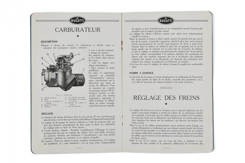 BUGATTI  Livret d'entretien de la 3L 300 type 57