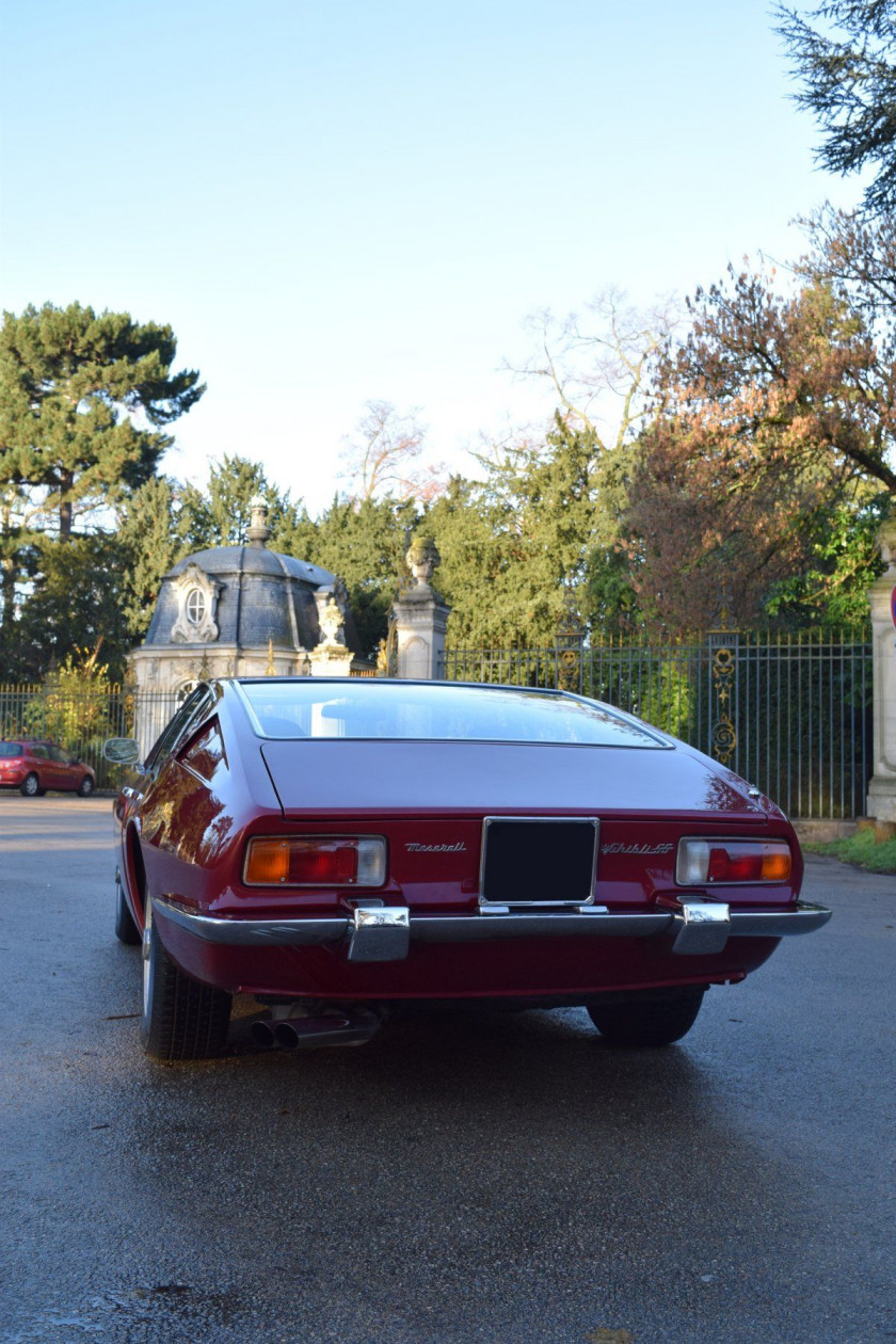 1971 Maserati Ghibli 4,9LSSCarte grise françaiseChâssis n° AM115/49/2098Moteur n° AM 115/49/2098- Origine française- Ligne magistrale,