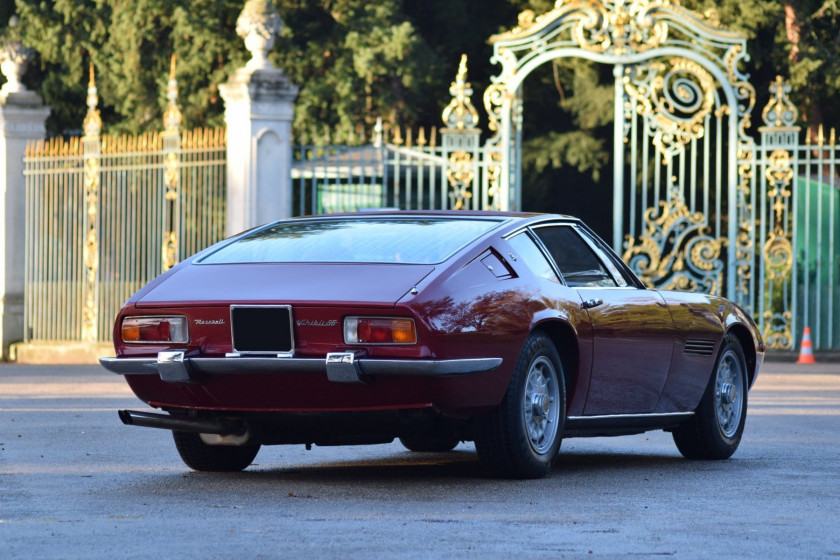1971 Maserati Ghibli 4,9LSSCarte grise françaiseChâssis n° AM115/49/2098Moteur n° AM 115/49/2098- Origine française- Ligne magistrale,