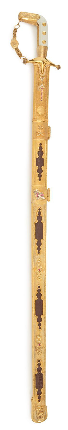 Sabre de présent d'Arabie Saoudite. Poignée à plaquettes blanches