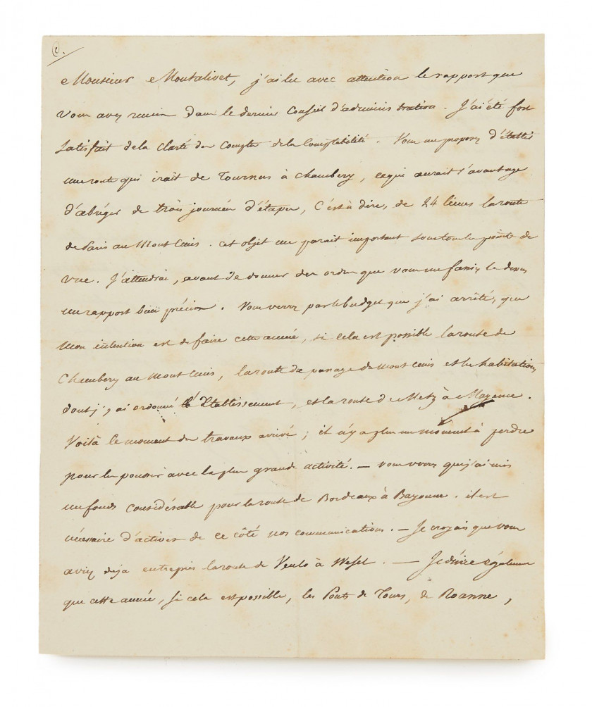 Lettre dictée par  l'Empereur NAPOLEON Ier adressée au Comte de MONTALIVET