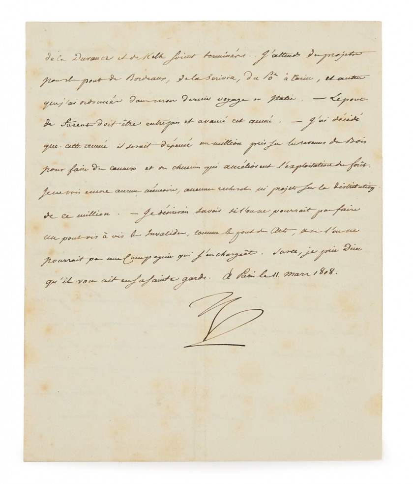Lettre dictée par  l'Empereur NAPOLEON Ier adressée au Comte de MONTALIVET