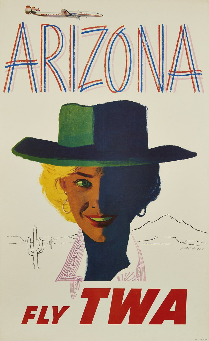 Austin BRIGGS (1908-1973)  Arizona Fly TWA, circa 1950