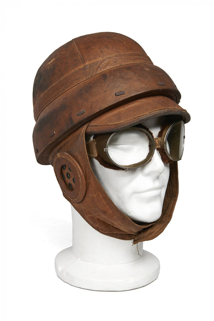 CASQUE DE PILOTE  Attribué à Roold, circa 1914-1918