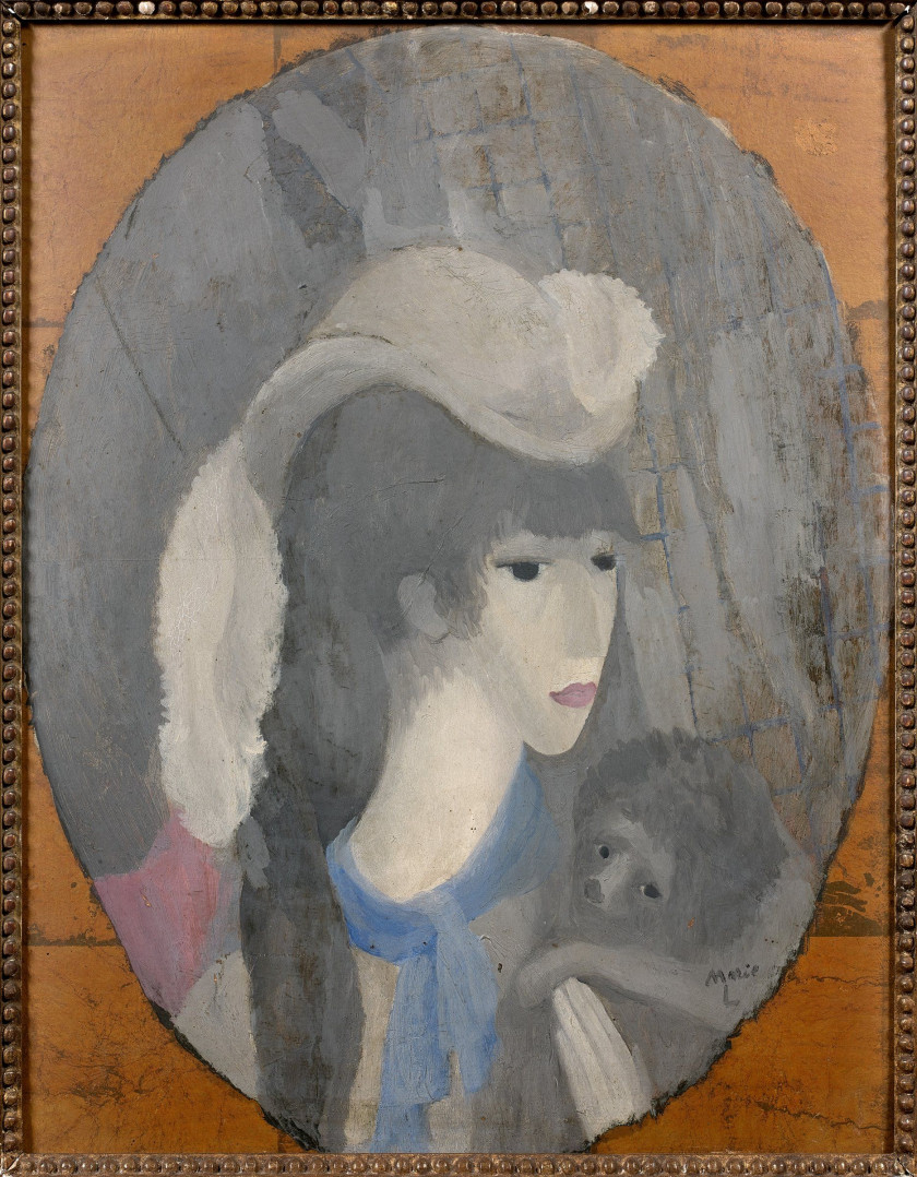 Marie LAURENCIN 1885 - 1956 Une princesse ou la femme au singe - 1915 Huile sur carton