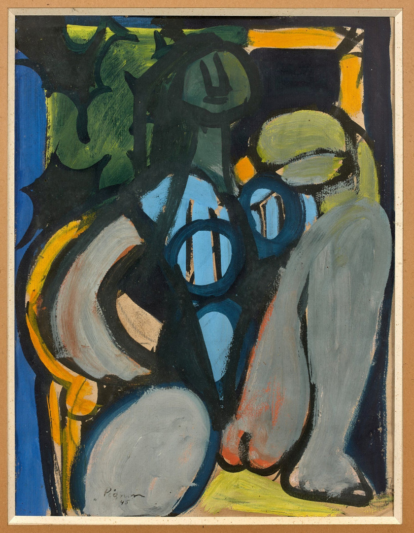 Edouard PIGNON 1905 - 1993 Ensemble de deux oeuvres sur papier Femme assise - 1945