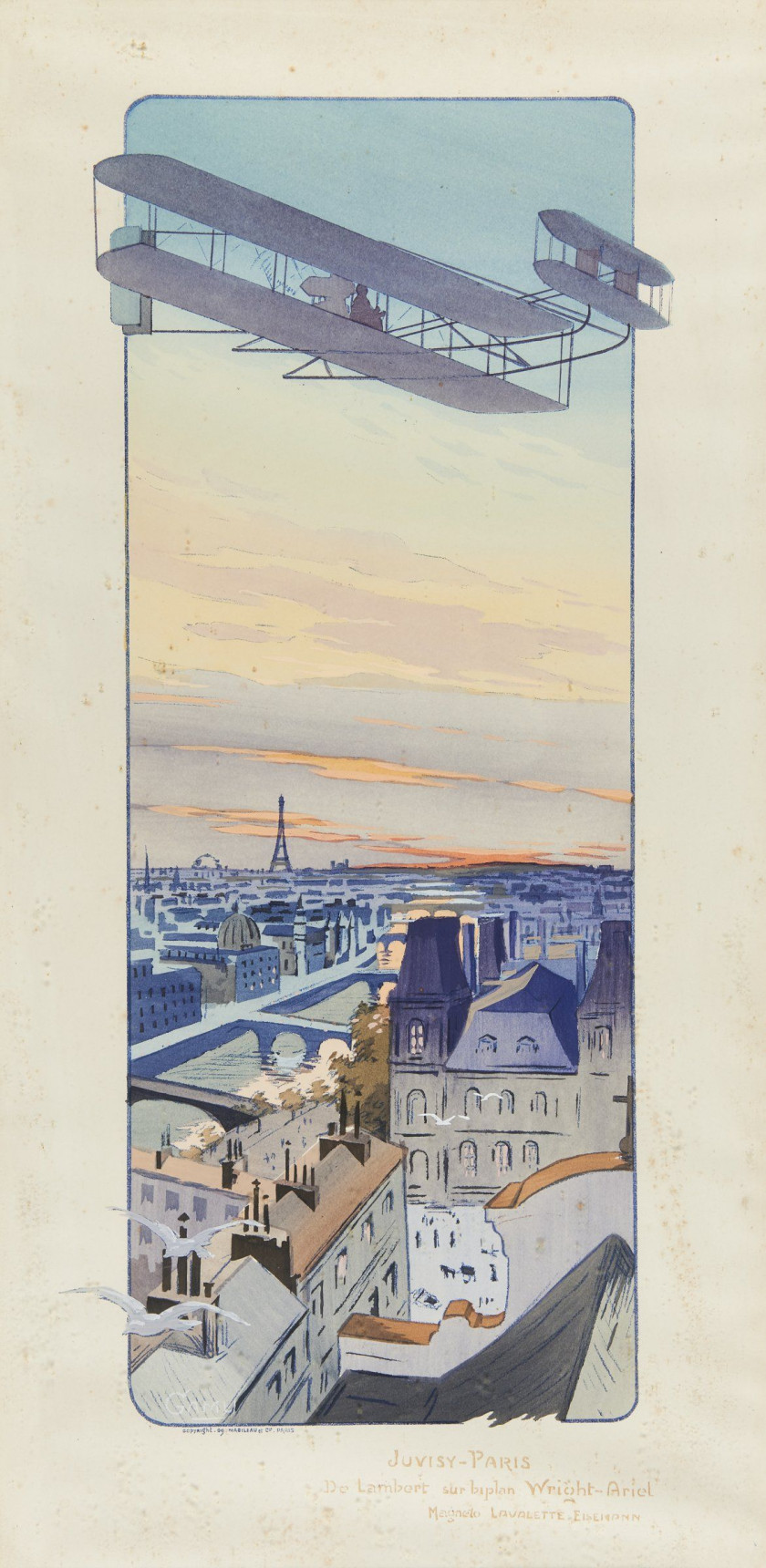 GAMY (présumée Marguerite Montaut)  Juvisy-Paris. De Lambert sur biplan Wright-Ariel