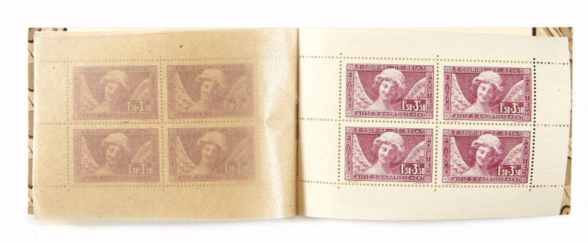 FRANCE N°256, 1 f. 50 +3 f. 50 lilas. Carnet de 8 timbres. TB.