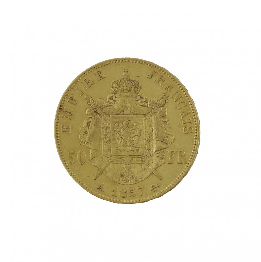 NAPOLEON III (1852-1870). 50 francs tête nue. Paris. 1857. (G. 1111). Or. Très Beau.