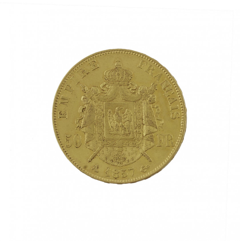 NAPOLEON III (1852-1870). 50 francs tête nue. Paris. 1857. (G. 1111). Or. Très Beau.